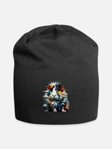 Polygon Art Meerschweinchen Liebhaber Meerschweinchen - Jersey-Beanie - Schwarz