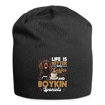 La vie de chien de l’épagneul Boykin est meilleure avec du café - Bonnet en jersey - noir - Devant