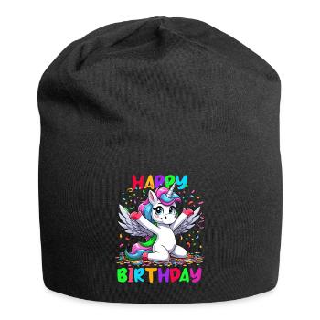 Geburtstag Einhorn Happy Birthday Kinder Konfetti - Jersey-Beanie - Schwarz - Vorne