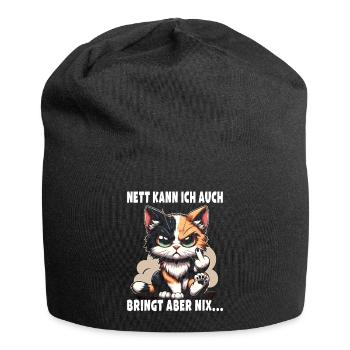 Nett kann ich auch Sarkastisches Katzenliebhaber - Jersey-Beanie - Schwarz - Vorne
