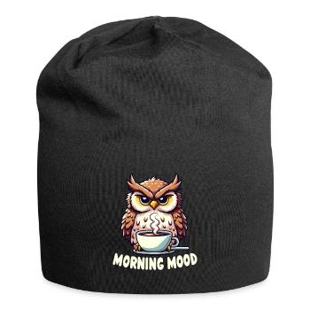 Hibou avec humeur matinale au café - Bonnet en jersey - noir - Devant
