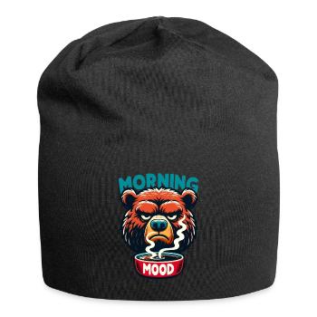 Grumpy Bear With Coffee Morning Mood - Jersey Beanie - black - Front