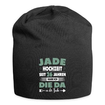 26 Hochzeitstag Paare 26 Jahre Ehe Jadehochzeit - Jersey-Beanie - Schwarz - Vorne