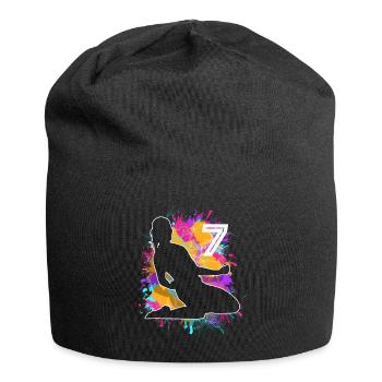 Joueuse de football 7e anniversaire - Bonnet en jersey - noir - Devant