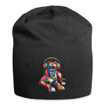 Coloré Pop Art casque Boxer chien Boxers - Bonnet en jersey - noir - Devant