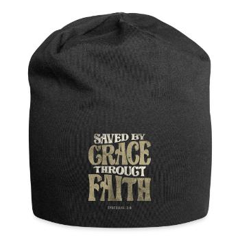 Saved by Grace Througt Faith - Ephesians 2:8 - Jersey Beanie - black - Front