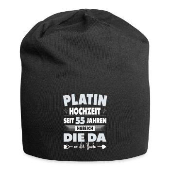 55 Hochzeitstag Paare 55 Jahre Ehe Platinhochzeit - Jersey-Beanie - Schwarz - Vorne