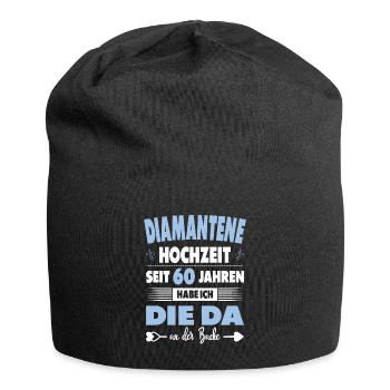 60 Hochzeitstag 60 Jahre Ehe Diamantene Hochzeit - Jersey-Beanie - Schwarz - Vorne
