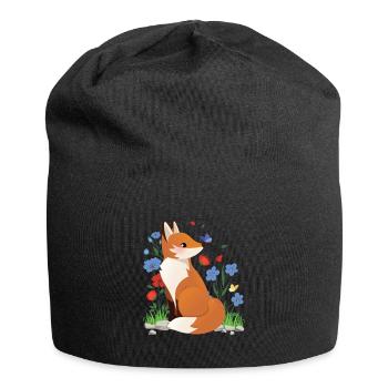 Fox Cottagecore Naturecore Kids - Jersey Beanie - black - Front