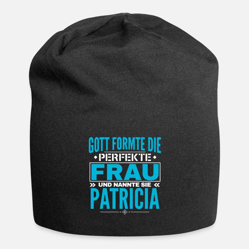 Patricia Name Design - Jersey-Beanie - Schwarz