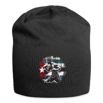 Boxeur cubain drapeau fierté Cuba boxeur - Bonnet en jersey - noir - Devant
