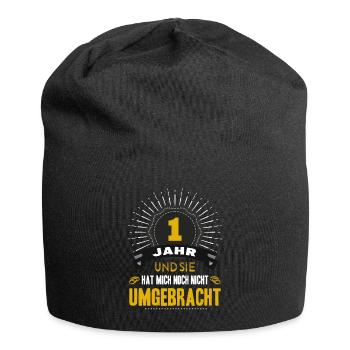 1 Hochzeitstag Mann 1 Jahr Ehe Papierhochzeit - Jersey-Beanie - Schwarz - Vorne