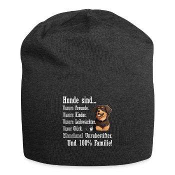 "Dogs are 100% family" Hovawart - Jersey Beanie - charcoal grey - Front