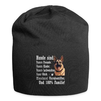 "Dogs are 100% family" German Shepherd - Jersey Beanie - black - Front