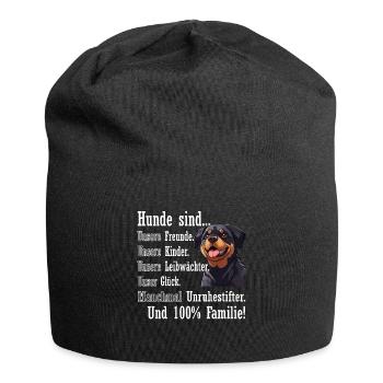 « Les chiens sont 100% famille » Rottweiler - Bonnet en jersey - noir - Devant