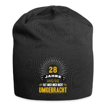28 Hochzeitstag Mann 28 Jahre Ehe Nelkenhochzeit - Jersey-Beanie - Schwarz - Vorne