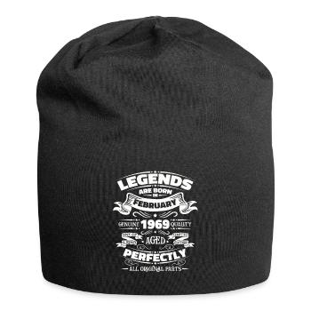 55th Birthday Husband February Vintage 1969 Legendary - Jersey Beanie - black - Front