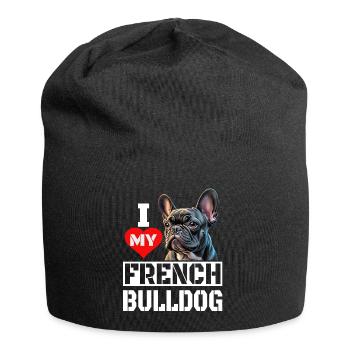 Ich Liebe meine Französische Bulldogge - Jersey-Beanie - Schwarz - Vorne