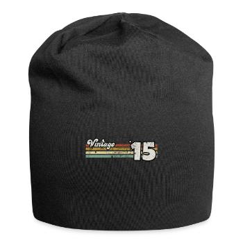 Retro-Geburtstag geboren im Jahr 2015 Slogan Phrase Zitat - Jersey-Beanie - Schwarz - Vorne