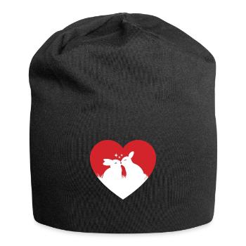 Lapin d’amour coeur lapin de Pâques lapin de Pâques - Bonnet en jersey - noir - Devant