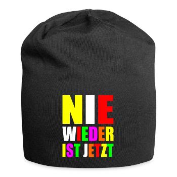 Nie wieder ist jetzt - Jersey-Beanie - Schwarz - Vorne