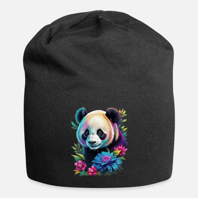 Panda - Jersey-Beanie - Schwarz