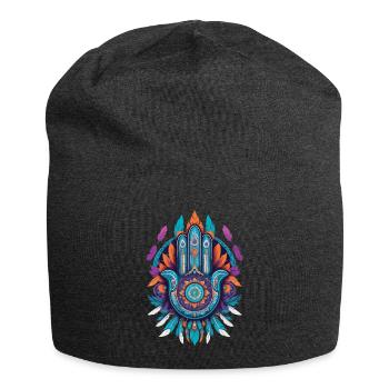 Hamsa Hand Mandala Bohemian Chic - Jersey-Beanie - Anthrazit - Vorne