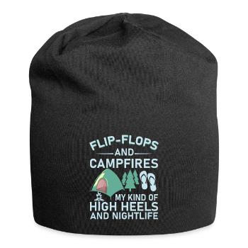 Camping Flip Flops Camper Natur Outdoor - Jersey-Beanie - Schwarz - Vorne