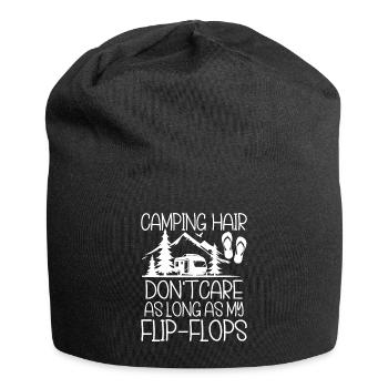 Camping Flip Flops Camper Natur Outdoor - Jersey-Beanie - Schwarz - Vorne