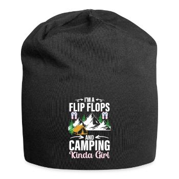 Camping Flip Flops Camper Natur Outdoor - Jersey-Beanie - Schwarz - Vorne