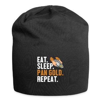 Eat Sleep Pan Gold Wiederholung Schürfen von Miner Gold - Jersey-Beanie - Schwarz - Vorne