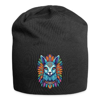 Spiritual Alpaca Mandala Festival Design - Jersey Beanie - black - Front