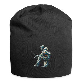 Polygon Art Eisfischen Fisch Fischer Angler - Jersey-Beanie - Schwarz - Vorne
