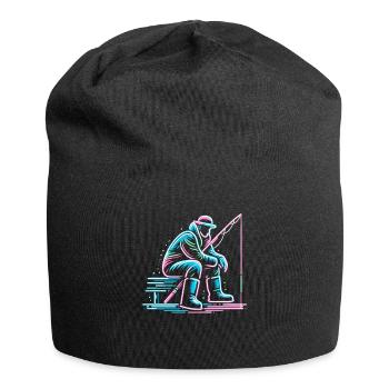 Eisfischen Fisch Fischer Angler - Jersey-Beanie - Schwarz - Vorne