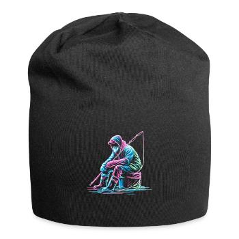 Eisfischen Fisch Fischer Angler - Jersey-Beanie - Schwarz - Vorne