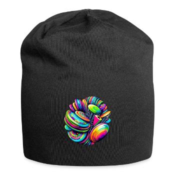 Pop Art Frisbee Disc Golf Player Fliegende Scheiben - Jersey-Beanie - Schwarz - Vorne