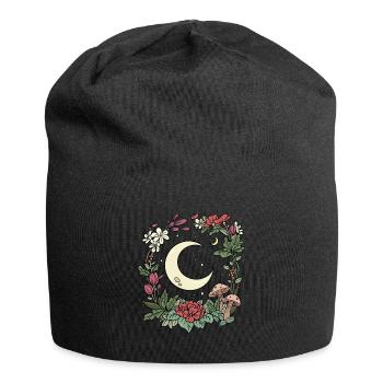 Mushrooms, Moon, Cottagecore, Naturecore - Jersey Beanie - black - Front