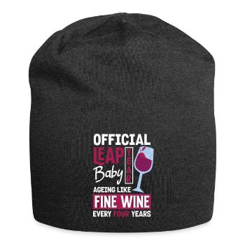 Official Leap Year Baby Fine Wine Birthday - Jersey-Beanie - Anthrazit - Vorne