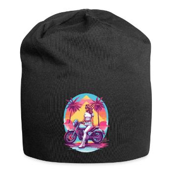 Rétro Synthwave Biker Moto Design - Bonnet en jersey - noir - Devant