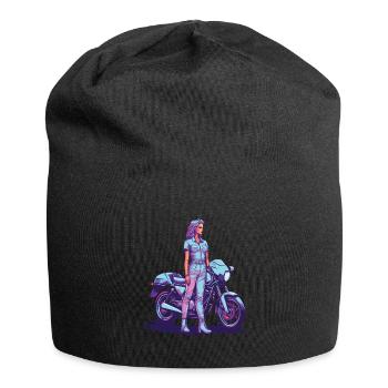 80er Retro Motorrad Biker Vintage Design - Jersey-Beanie - Schwarz - Vorne