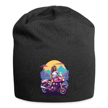 Rétro Moto Fille Motard Esthétique Design - Bonnet en jersey - noir - Devant