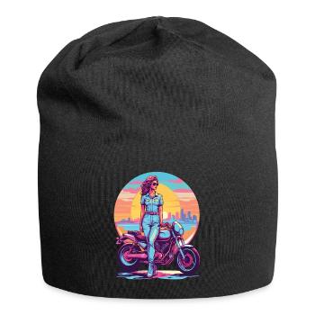 Rétro Synthwave Liberté Moto Motard - Bonnet en jersey - noir - Devant