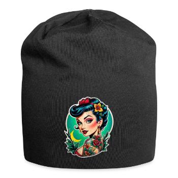 Rockabilly / Pin-up / 50er Jahre - Jersey-Beanie - Schwarz - Vorne