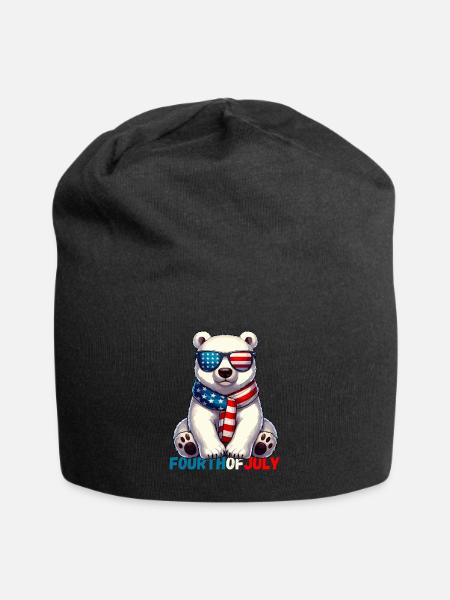 Unabhängigkeitstag USA Amerika Eisbär Amerikaner - Jersey-Beanie - Schwarz