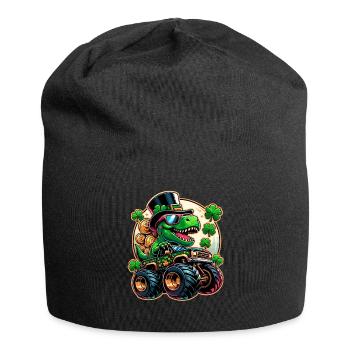 St Patricks jour dinosaure Leprechaun Monster Truck - Bonnet en jersey - noir - Devant