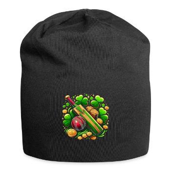 Cricket Kleeblatt St. Patricks Day Cricketspieler Heiliger - Jersey-Beanie - Schwarz - Vorne
