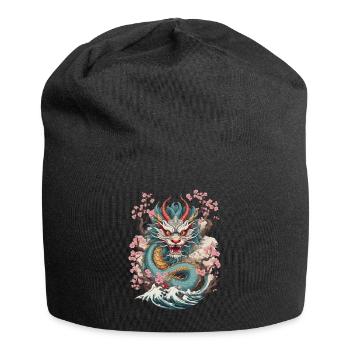 Japanischer Drache Aesthetic Streetwear Design - Jersey-Beanie - Schwarz - Vorne