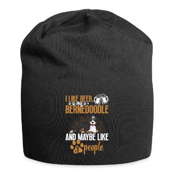 Bernedoodle Hund - Jersey-Beanie - Schwarz - Vorne