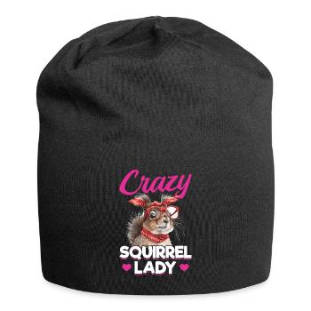 Funny Squirrel Animal Crazy Squirrel Lady - Jersey Beanie - black - Front