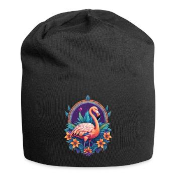 Flamingo Spirituelles Mandala Design - Jersey-Beanie - Schwarz - Vorne